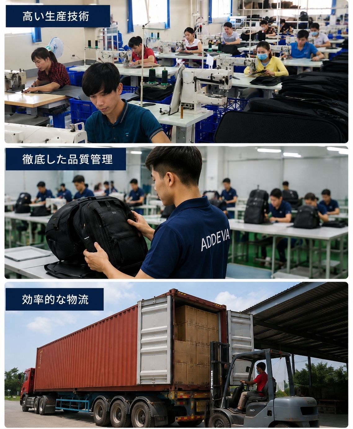 バッグ工場の生産技術・品質管理・物流
